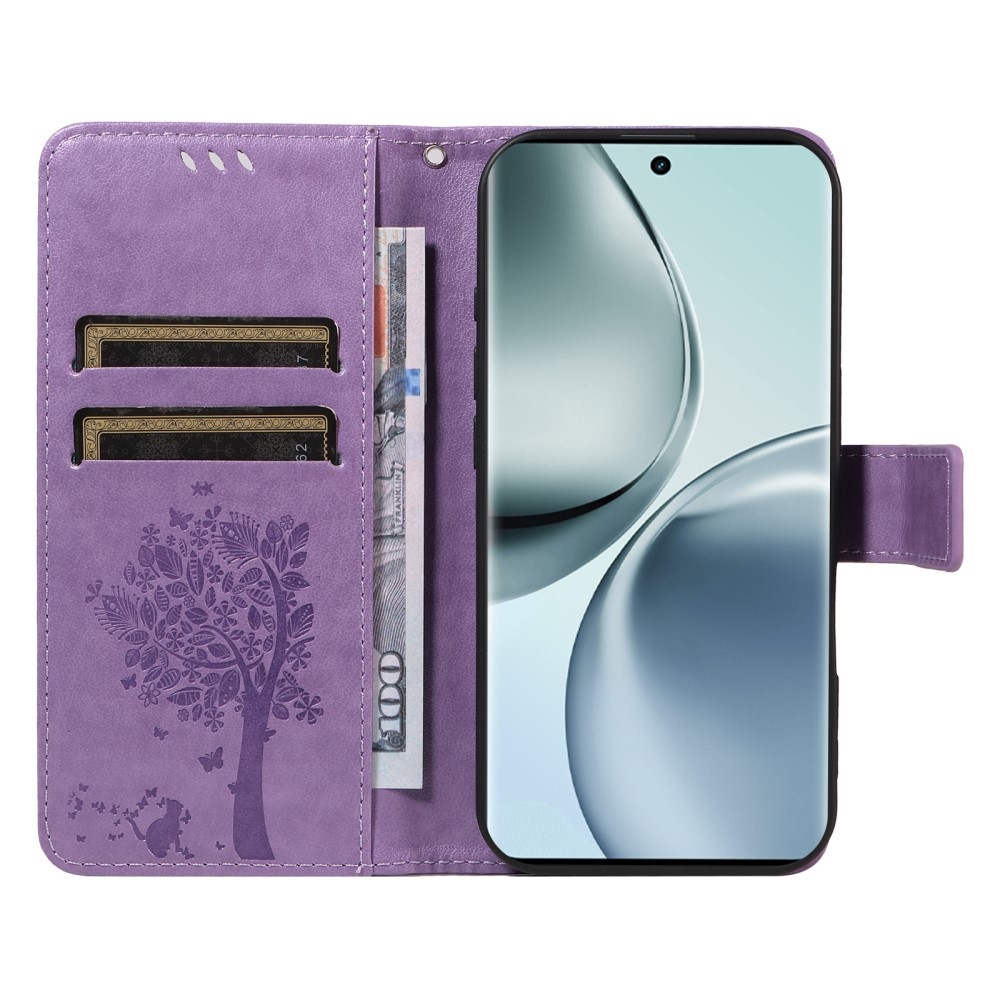 Fák könyvtáska a Realme 14 Pro 5G-hez - világos lila