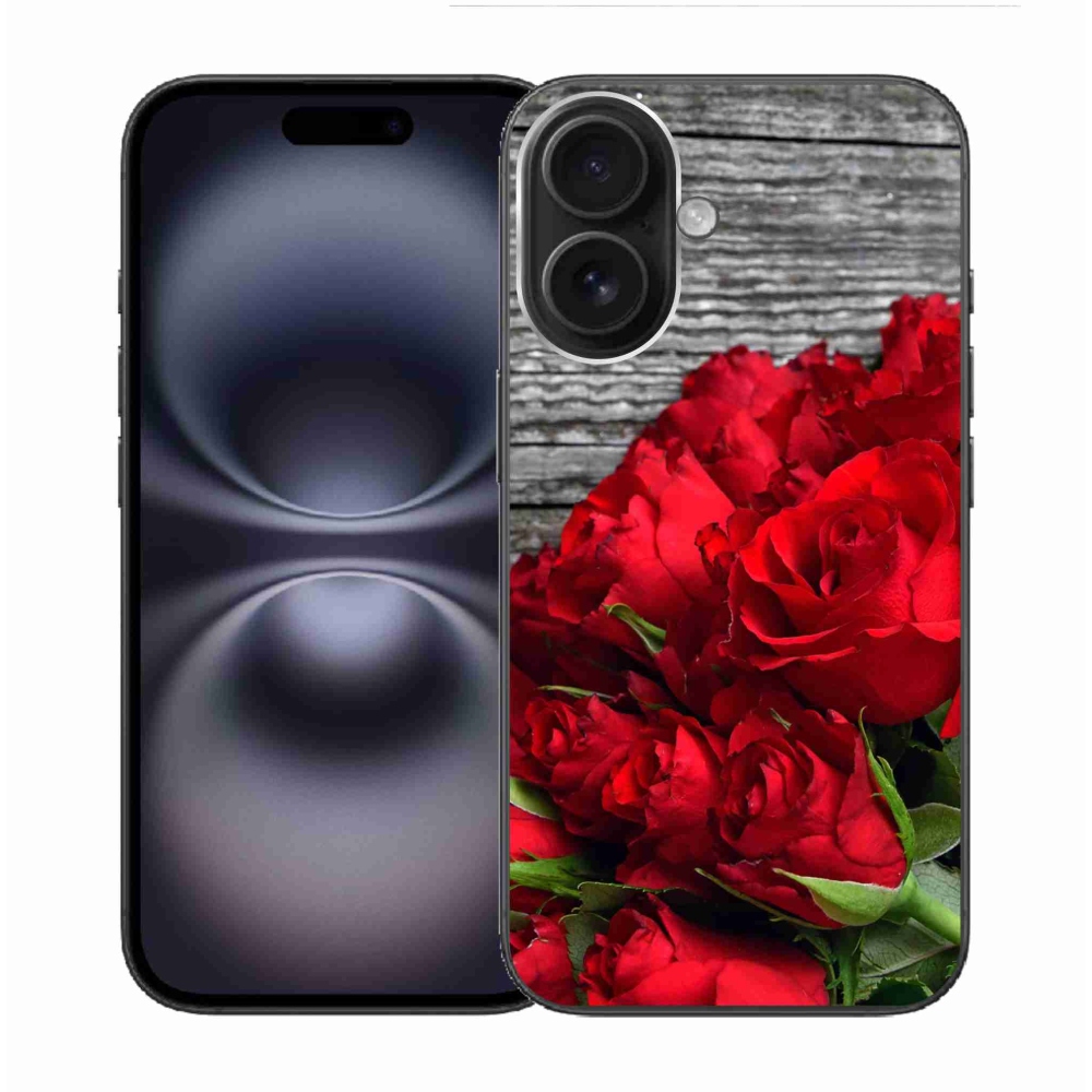 Gél borítás mmCase iPhone 16 készülékhez - piros rózsa