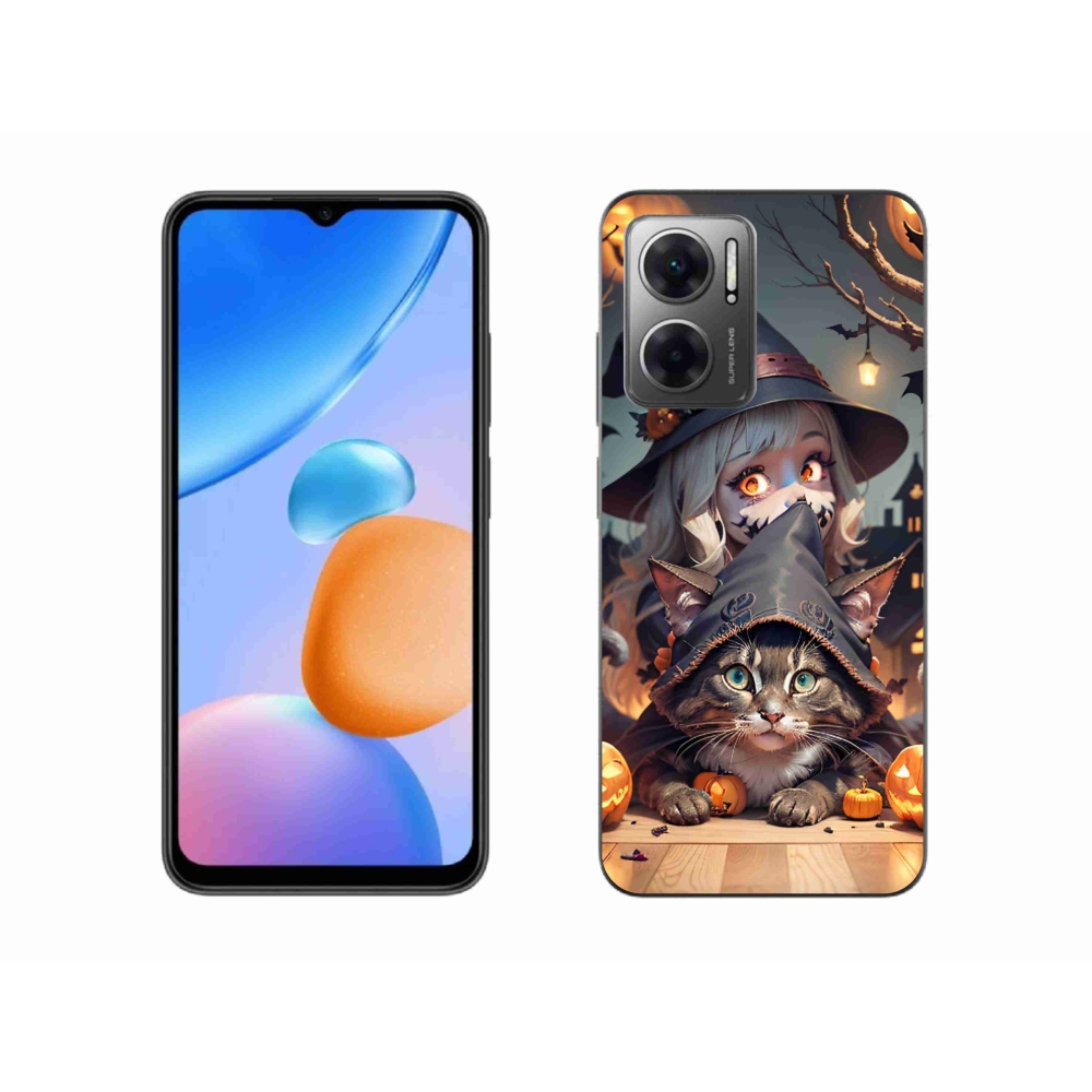 Gél borító mmCase a Xiaomi Redmi 10 5G-hez - boszorkány macskával