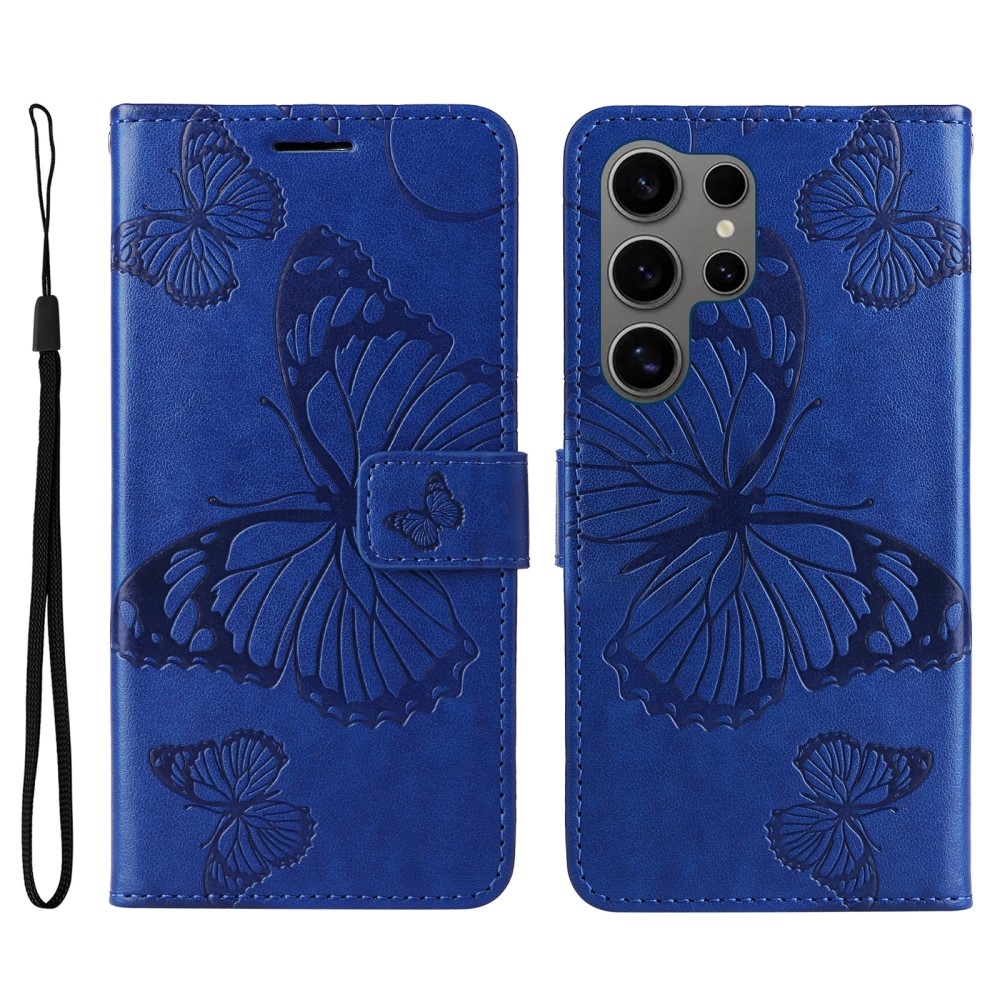 Nagy pillangó könyv tok Samsung Galaxy S25 Ultra készülékhez - kék