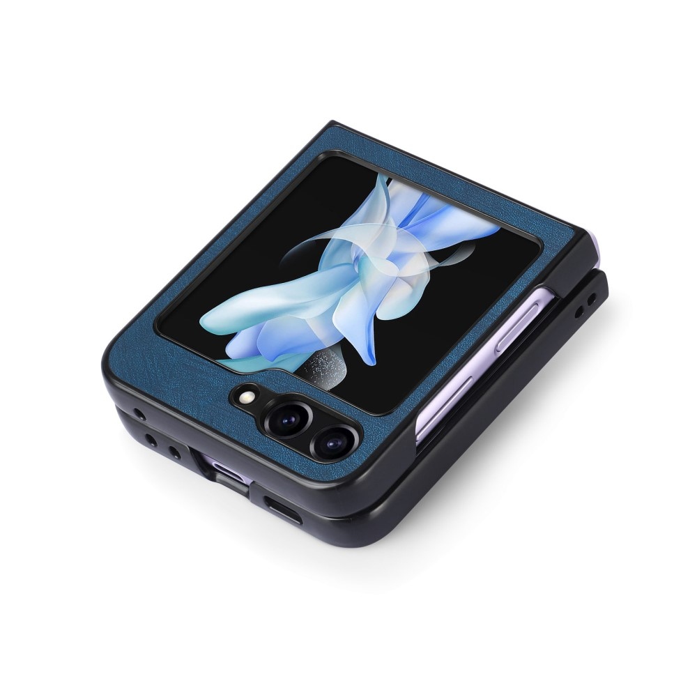 Vintage műanyag borító műbőrrel Samsung Galaxy Z Flip6 5G készülékhez - kék
