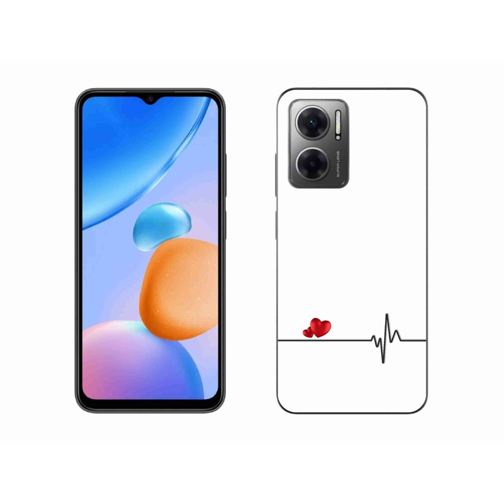 Gél borító mmCase a Xiaomi Redmi 10 5G - szív és szívverés fehér háttérrel