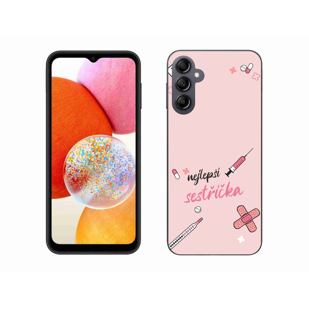 Gél borító mmCase Samsung Galaxy A14 4G/5G - legjobb kishúg rózsaszín háttérrel