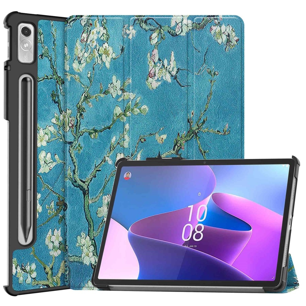 Nyomtatás intelligens záró tok Lenovo Tab P11 Pro (2.Gen) - fehér virágok