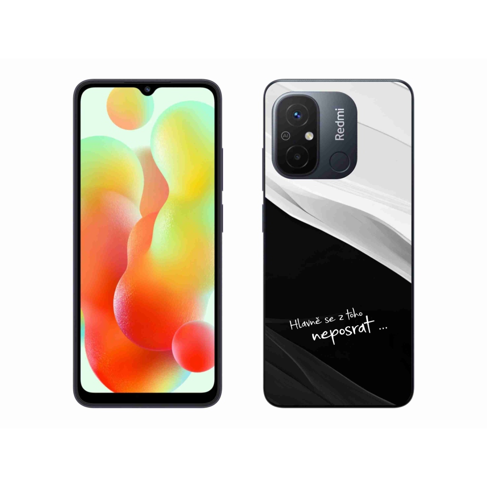 Gél borító mmCase a Xiaomi Redmi 12C-hez - vicces szöveg 13 fekete és fehér háttérrel