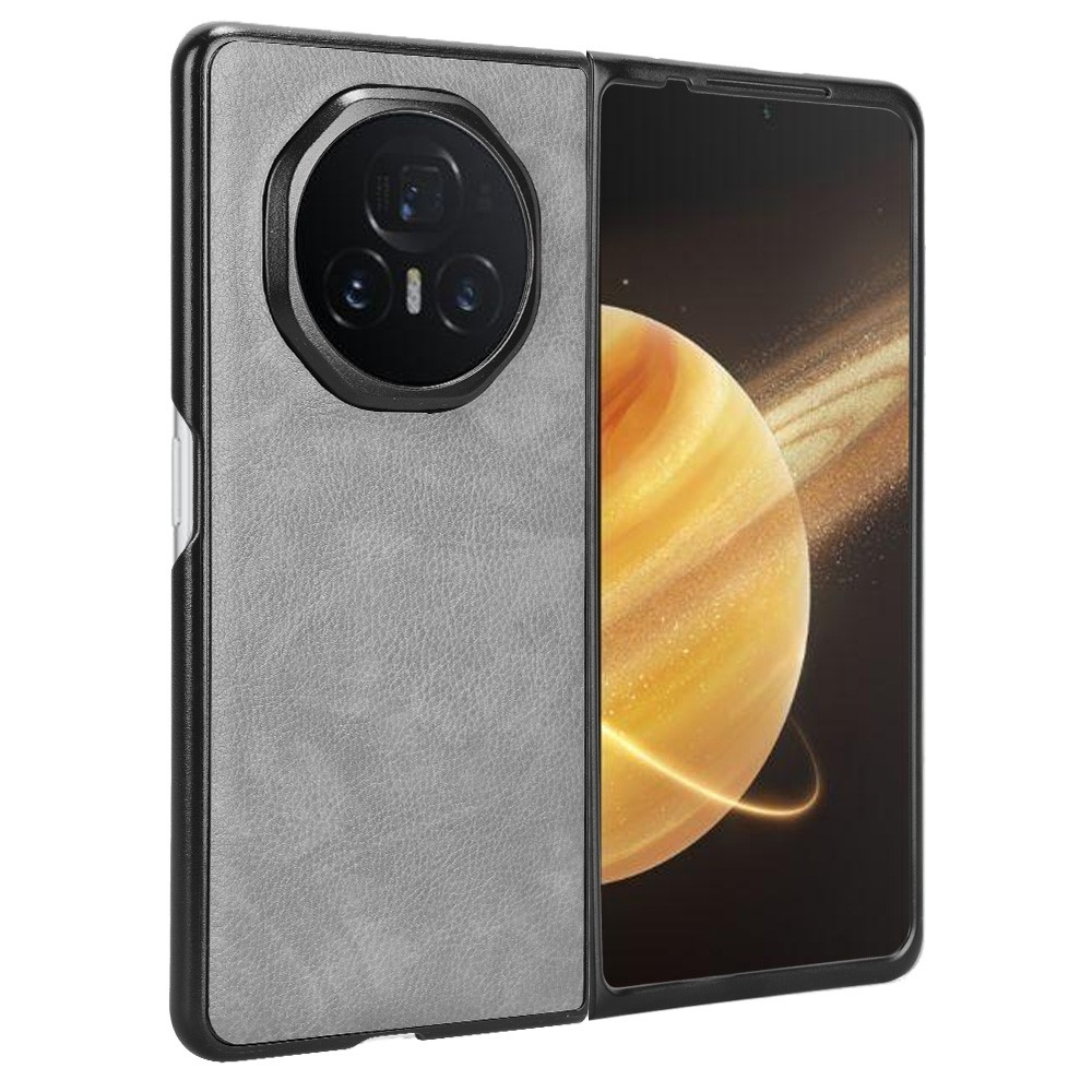 Textúrás műanyag tok műbőrrel Honor Magic V3-hoz - szürke