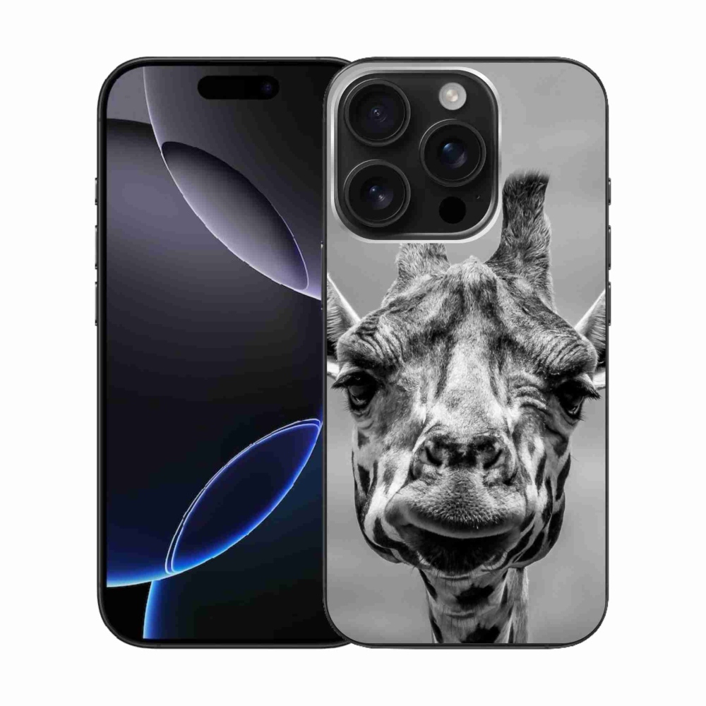 Zselés borítás mmCase iPhone 16 Pro készülékhez - fekete-fehér zsiráf