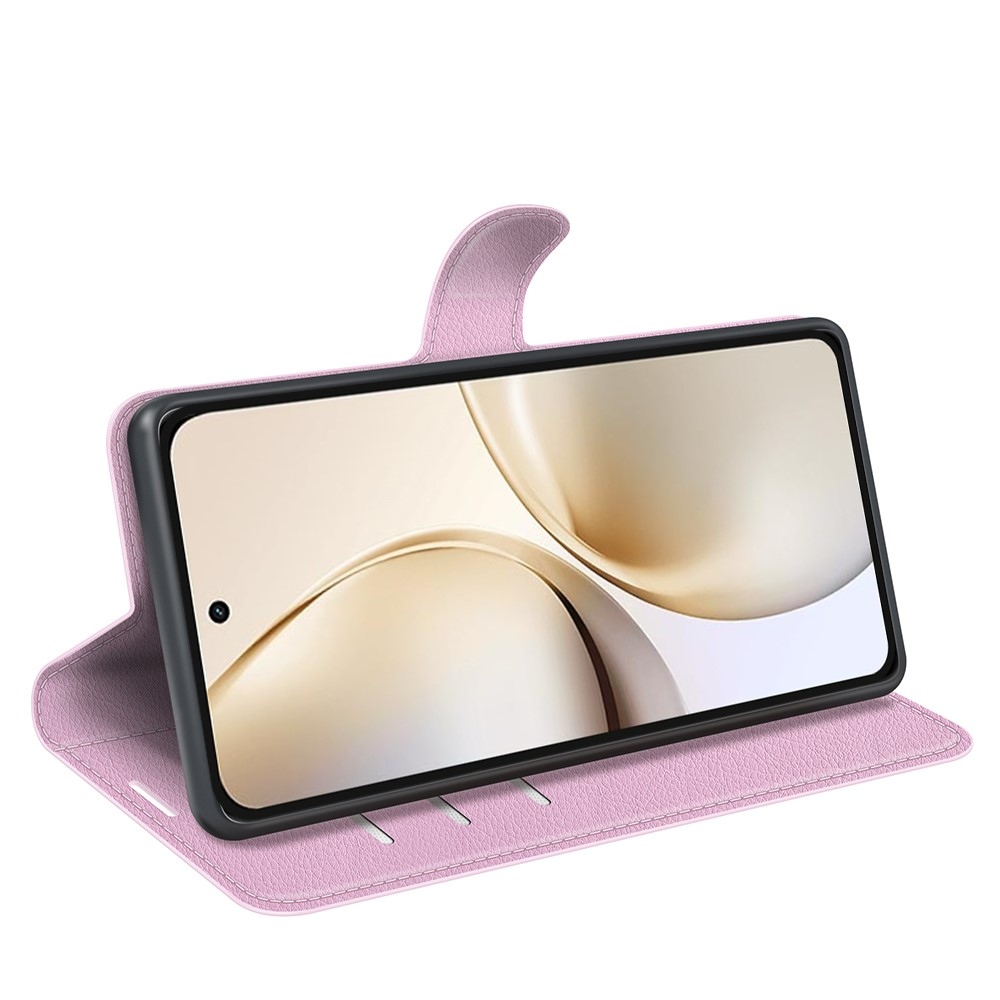 Litchi könyvtáska a Realme 14 Pro+ 5G készülékhez - rózsaszín