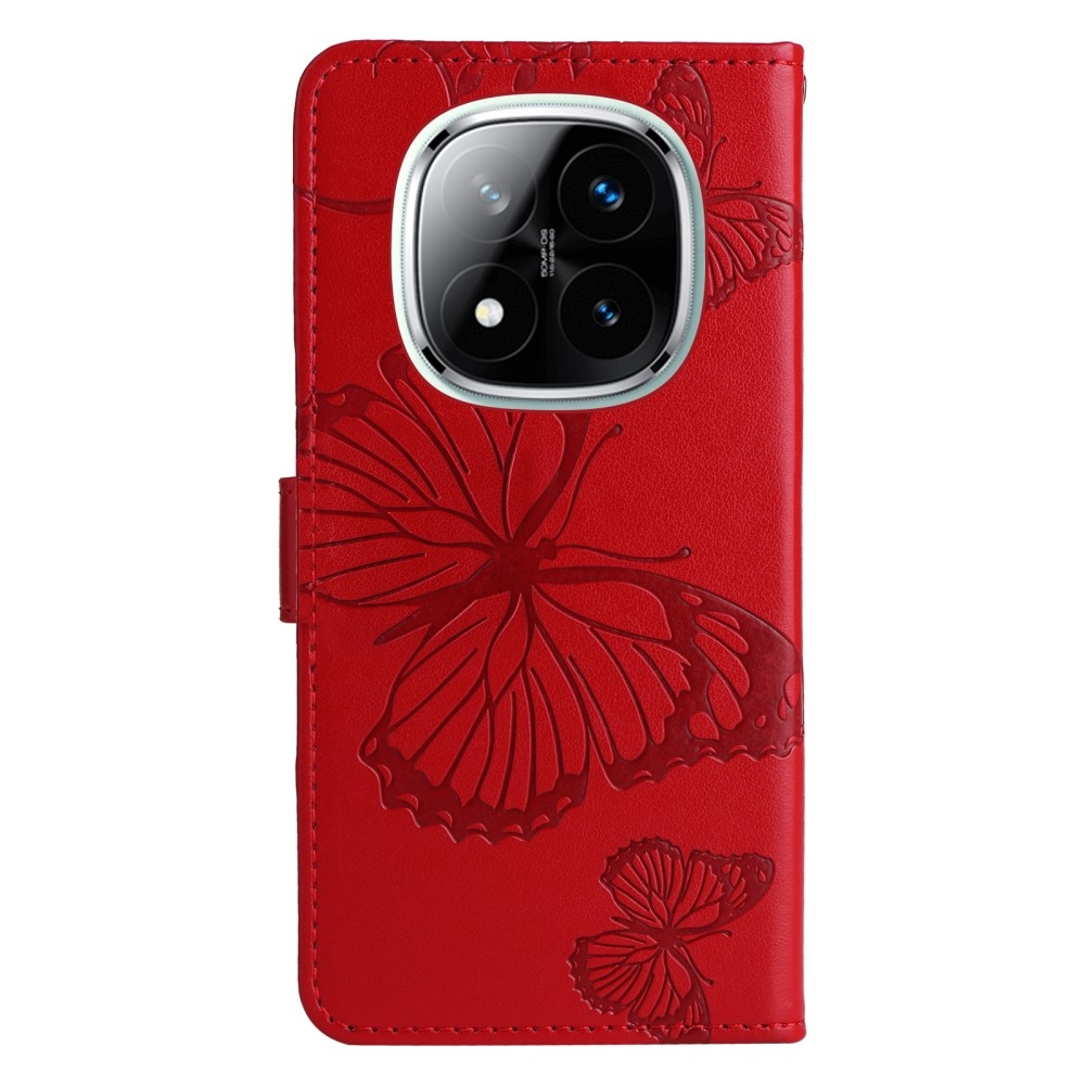 Nagy pillangó könyv tok Xiaomi Redmi Note 14 Pro 5G/Poco X7 5G/Note 14 Pro+ 5G - piros