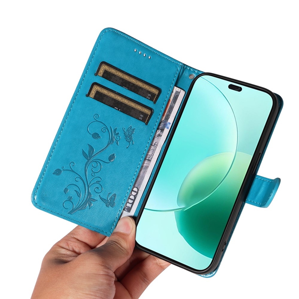 Virágok könyvtáska Honor 400 Lite-hoz - kék