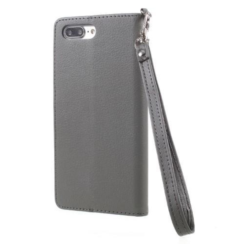Napi PU bőr tok hurokkal iPhone 8 Plus és 7 Plus készülékhez - szürke