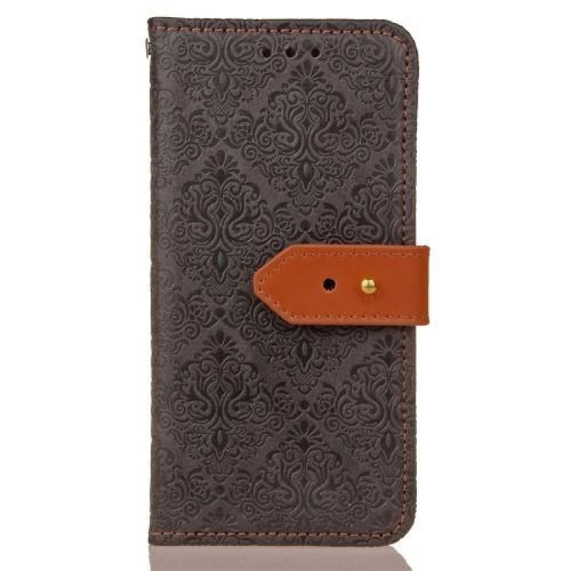 Damaszk PU bőr tok iPhone 8 Plus és 7 Plus készülékhez - fekete