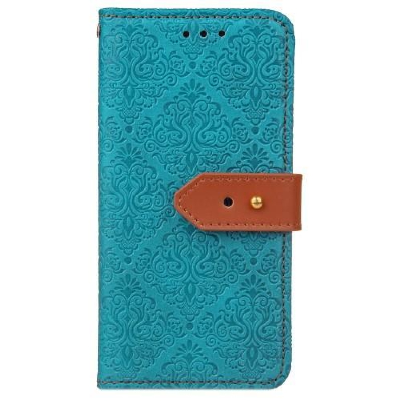 Damaszk PU bőr tok iPhone 8 Plus és 7 Plus készülékhez - kék