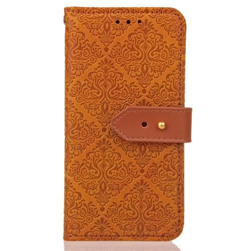 Damaszk PU bőr tok iPhone 8 Plus és 7 Plus készülékhez - narancssárga színben