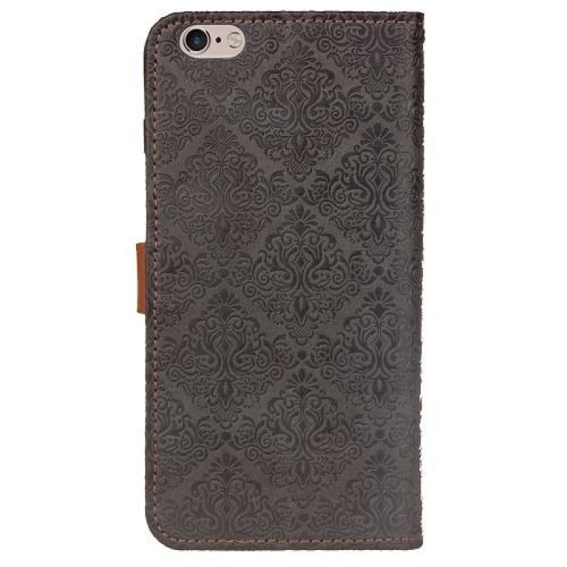 Damaszk PU bőr tok iPhone 6 Plus és iPhone 6s Plus készülékhez - fekete