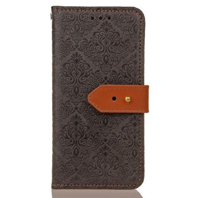 Damaszk PU bőr tok iPhone 6 Plus és iPhone 6s Plus készülékhez - fekete