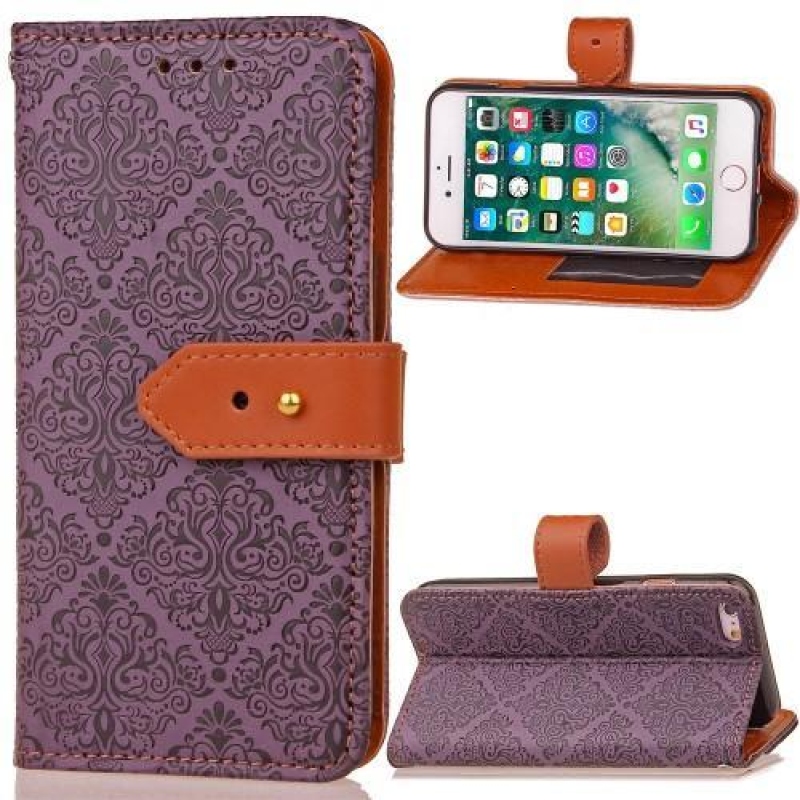 Damaszk PU bőr tok iPhone 6 Plus és iPhone 6s Plus készülékhez - lila