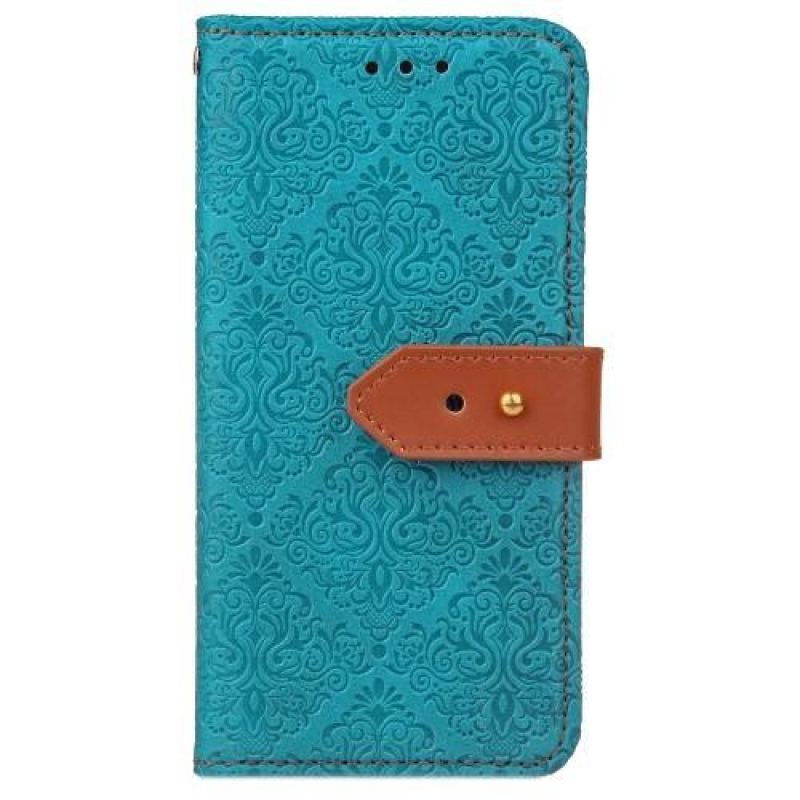 Damaszk PU bőr tok iPhone 6 Plus és iPhone 6s Plus készülékhez - kék