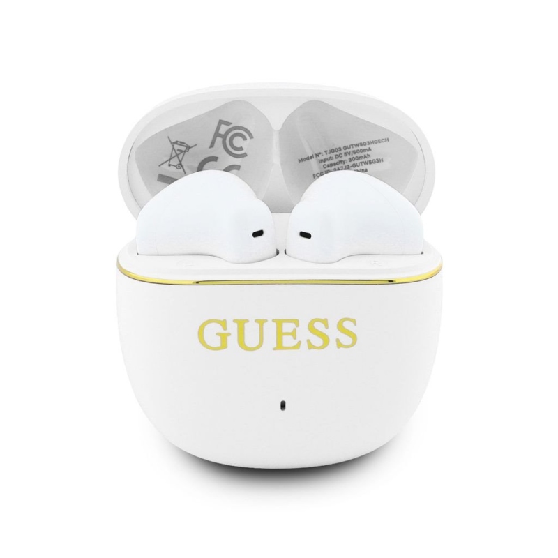 Guess Gold Line Glossy Classic Logo TWS vezeték nélküli fülhallgató, fehér