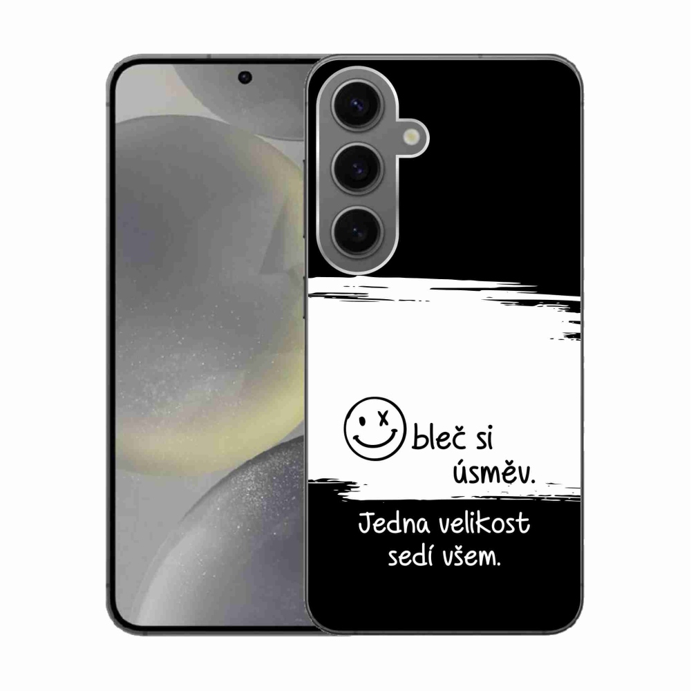 Gél borító mmCase Samsung Galaxy S24 készülékhez - vicces szöveg 8 fekete-fehér háttérrel