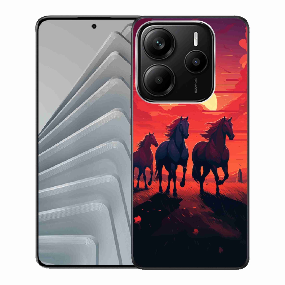 Gél borítás mmCase a Xiaomi Redmi Note 14 5G-hez - lovak és naplemente