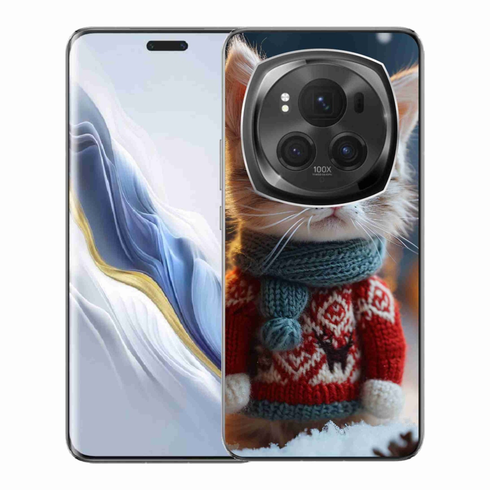 Gél borítás mmCase a Honor Magic 6 Pro 5G készülékhez - cica pulóverben