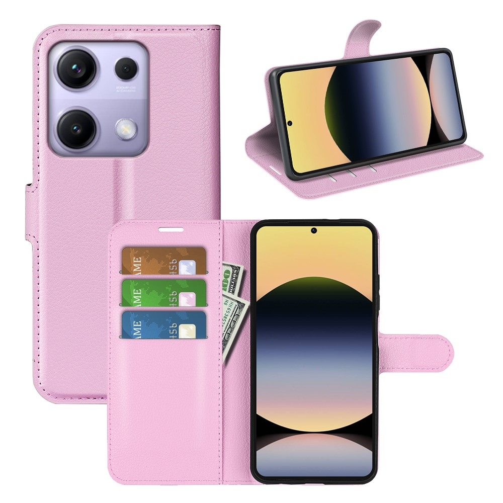 Litchi könyv tok Xiaomi Redmi Note 14S-hez - rózsaszínű