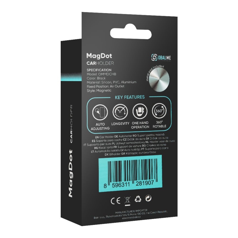 Csomag:ME MagDot mágneses autós tartó fekete