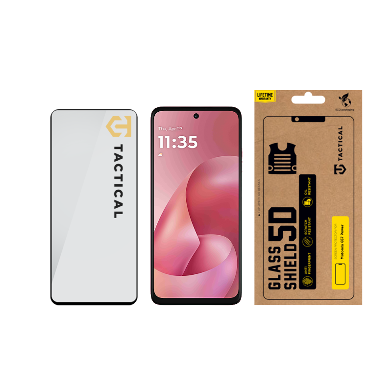 Taktikai üvegpajzs 5D üveg Motorola Moto G57 Power fekete színhez