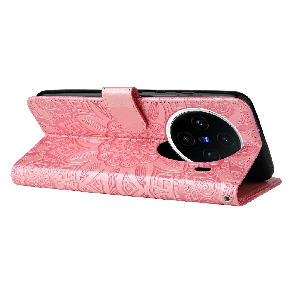 Napraforgó könyv tok a Vivo X200 5G-hez - rózsaszín