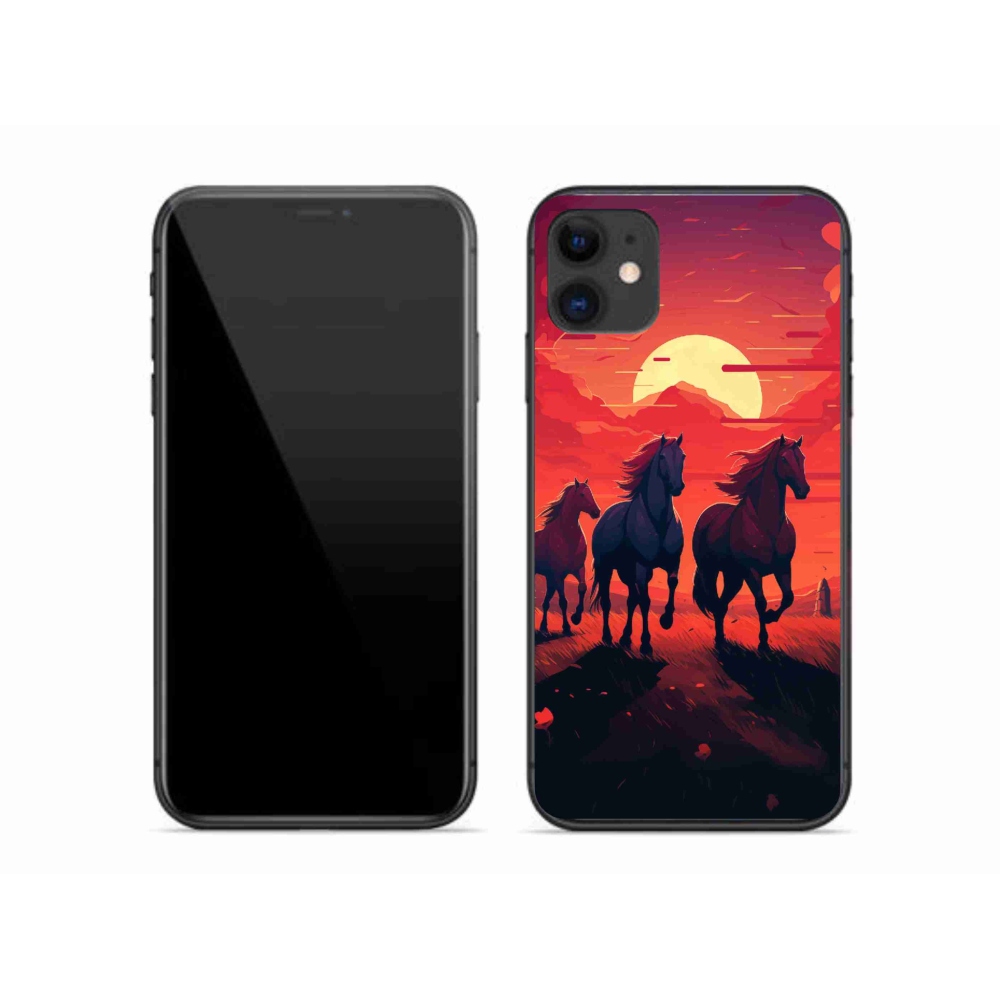 Gél borítás mmCase iPhone 11 készülékhez - lovak és naplemente
