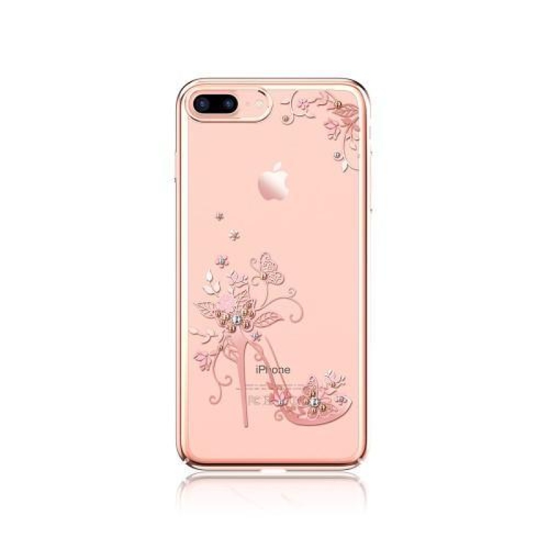 Dekor kristály műanyag tok iPhone 8 Plus és 7 Plus készülékhez - papucs és pillangó