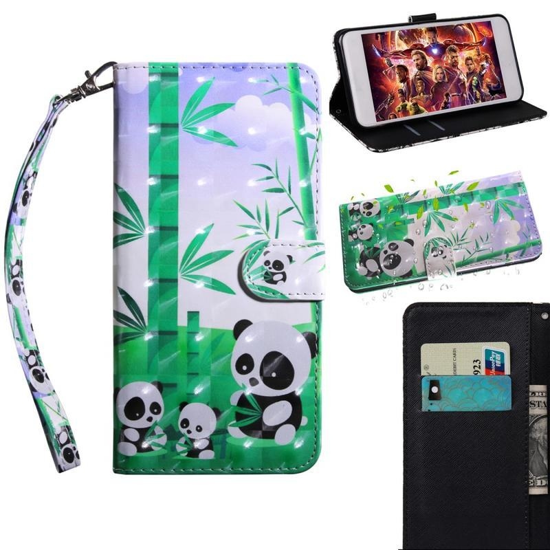 Decor PU bőr pénztárca-tok a Samsung Galaxy A31 mobiltelefonhoz – panda
