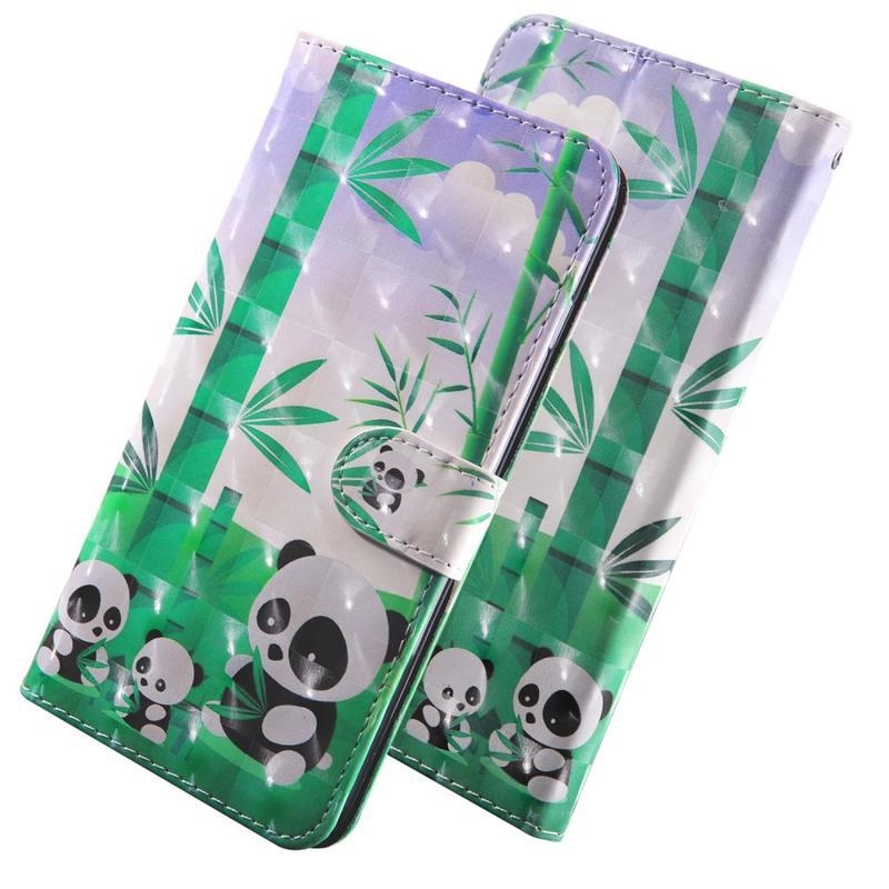 Decor PU bőr pénztárca-tok a Samsung Galaxy A31 mobiltelefonhoz – panda