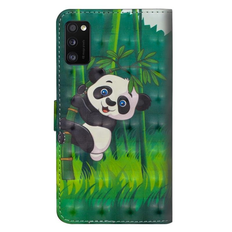 Nyomtatás PU bőr pénztárca tok Samsung Galaxy A41 - panda bambuszon