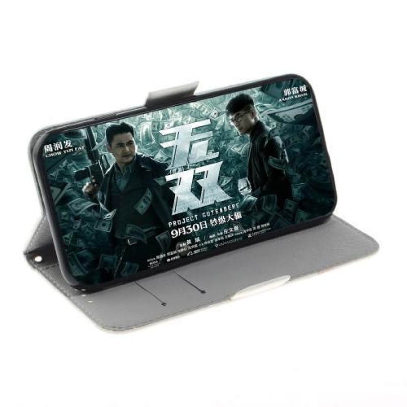 Dekor PU bőr pénztárca tok Sony Xperia 1 - fehér macska