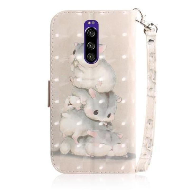 Dekor PU bőr pénztárca tok Sony Xperia 1 - hörcsögökhöz