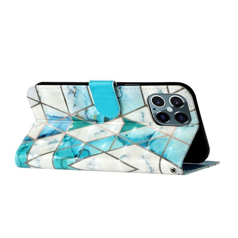 Dekor PU bőr pénztárca tok mobiltelefonhoz iPhone 12 Pro/12 - kőminta