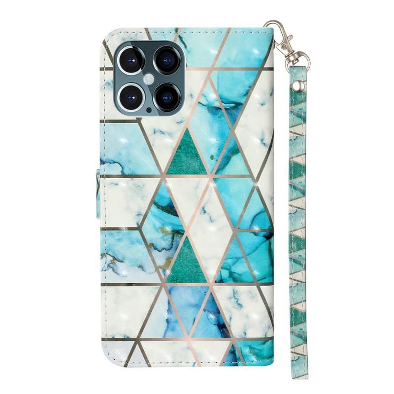 Dekor PU bőr pénztárca tok mobiltelefonhoz iPhone 12 Pro/12 - kőminta