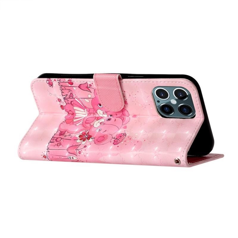 Dekor PU bőr pénztárca tok mobiltelefonhoz iPhone 12 Pro/12 - mackók