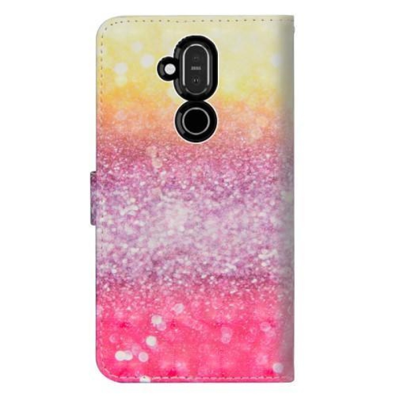 Dekor PU bőr pénztárca tok Nokia 8.1 készülékhez - csillogó motívumokkal