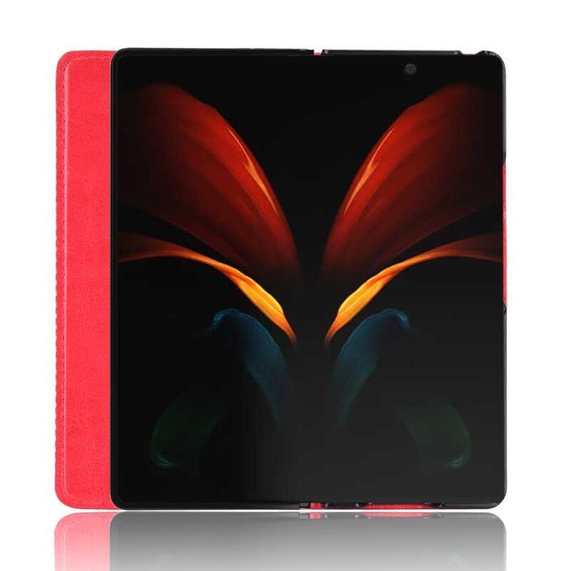 Dekor PU bőr tok a Samsung Galaxy Z Fold2 5G készülékhez - piros