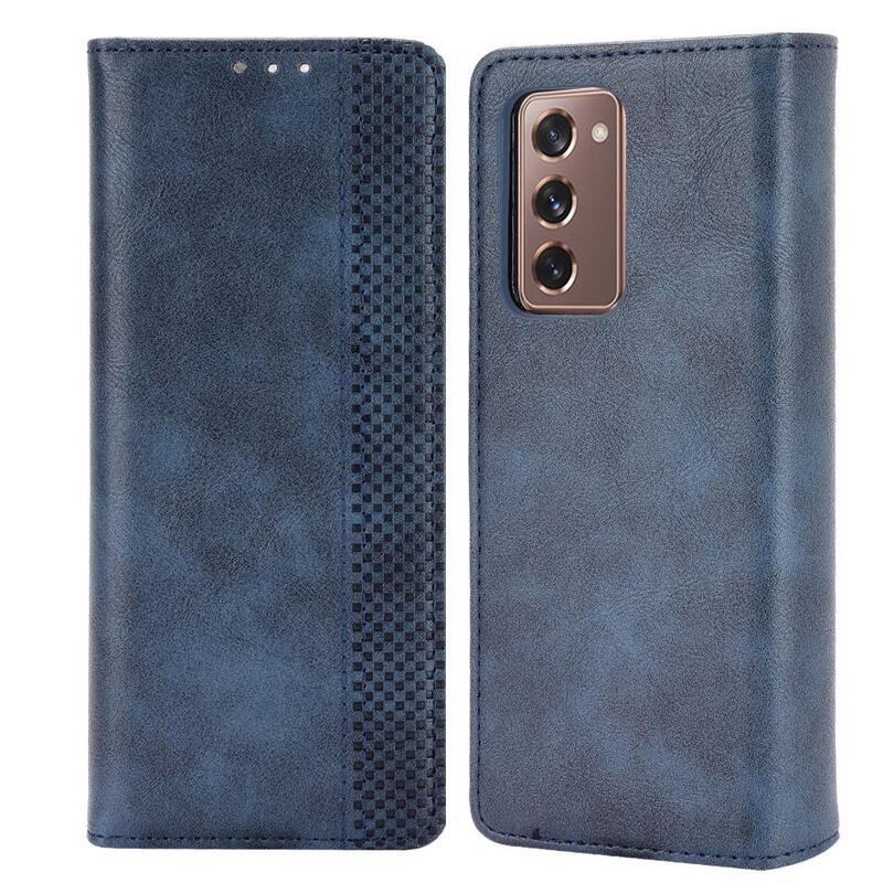 Dekor PU bőr tok a Samsung Galaxy Z Fold2 5G készülékhez - kék