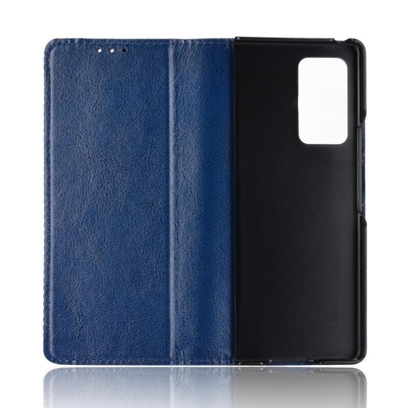 Dekor PU bőr tok a Samsung Galaxy Z Fold2 5G készülékhez - kék