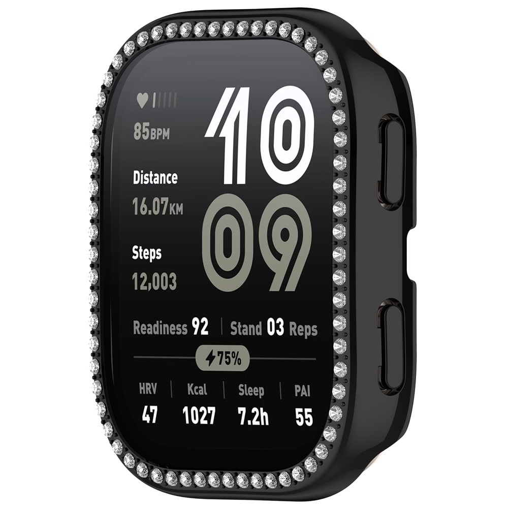 Decory műanyag, rácsatlakoztatható tok strasszokkal az Amazfit Bip 6-hoz – fekete