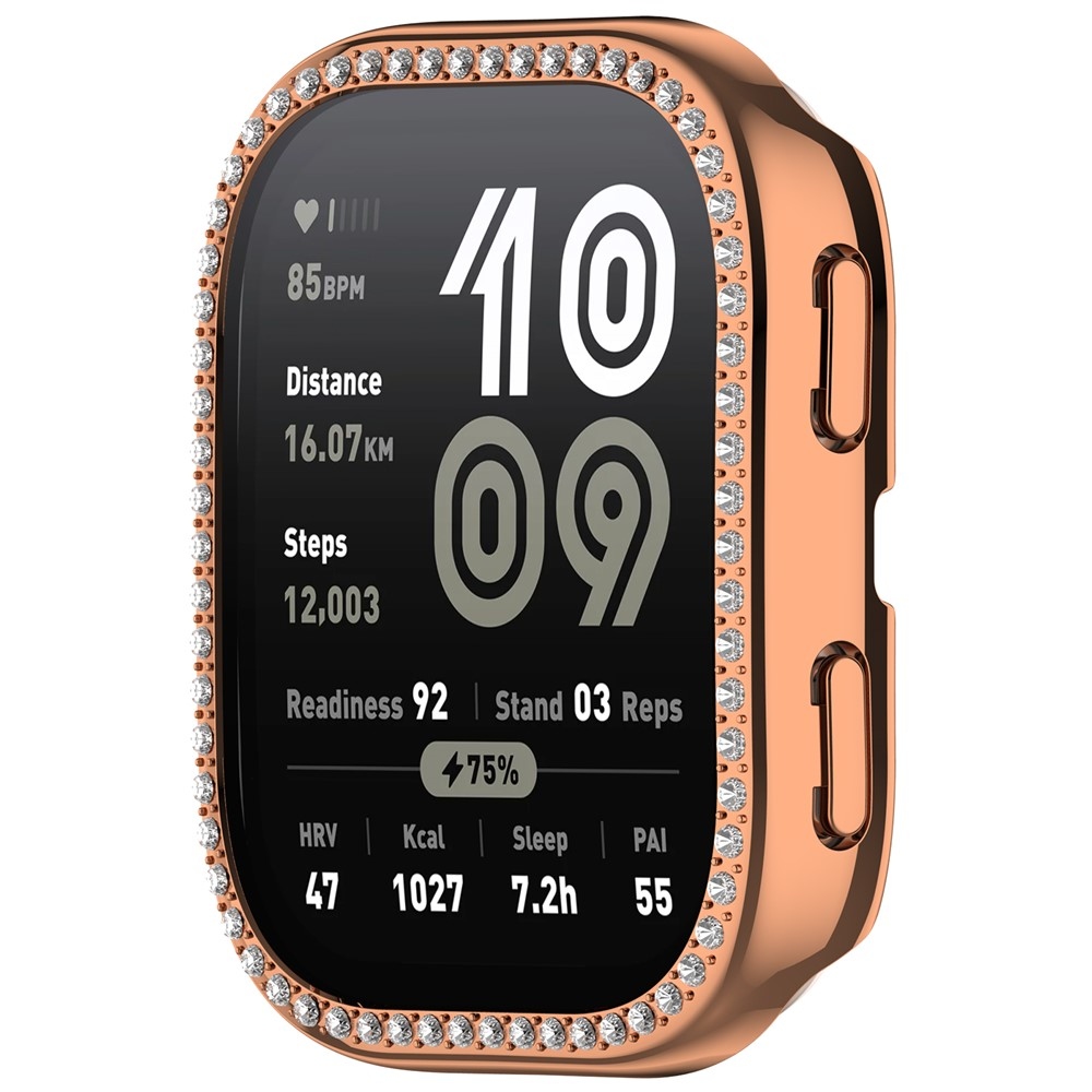 Decory műanyag, rácsatlakoztatható tok strasszokkal az Amazfit Bip 6-hoz – rózsaszín-arany