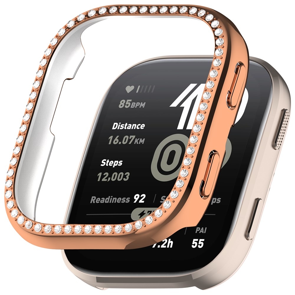 Decory műanyag, rácsatlakoztatható tok strasszokkal az Amazfit Bip 6-hoz – rózsaszín-arany