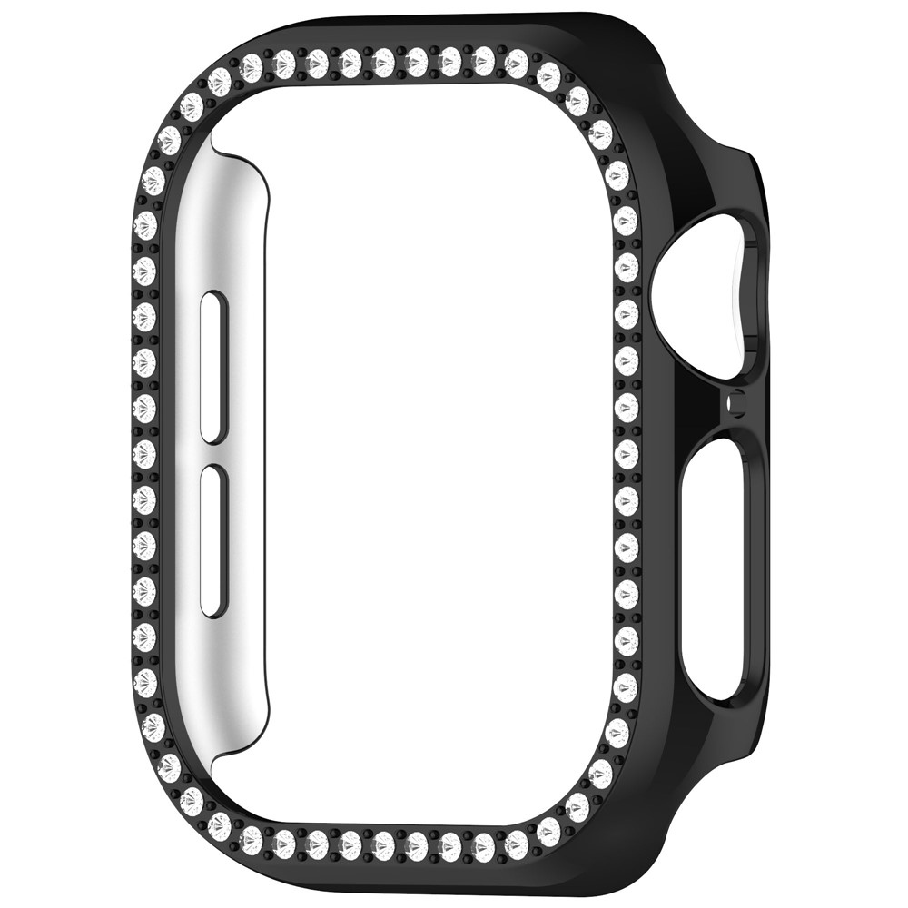 Decory műanyag, rácsatlakoztatható tok strasszokkal az Apple Watch 11/10 42 mm-es modellhez – fekete