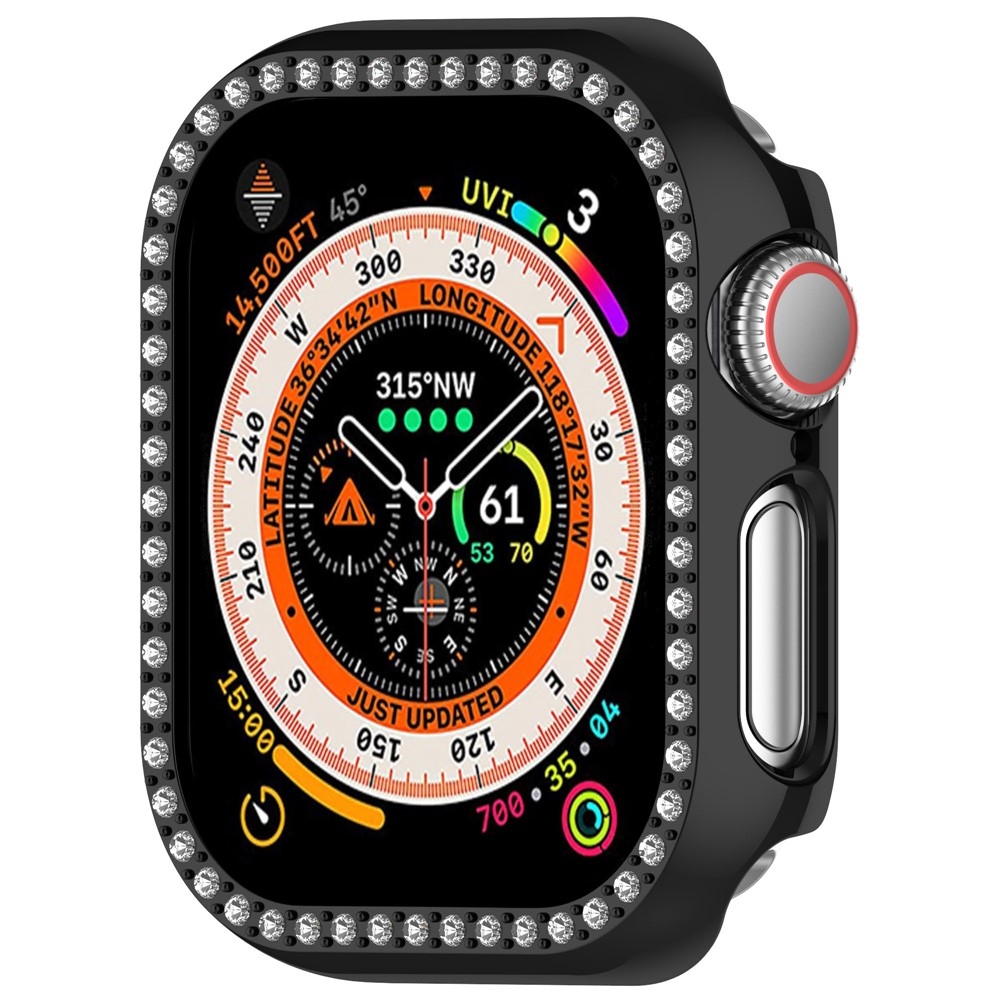 Decory műanyag, rácsatlakoztatható tok strasszokkal az Apple Watch 11/10 42 mm-es modellhez – fekete