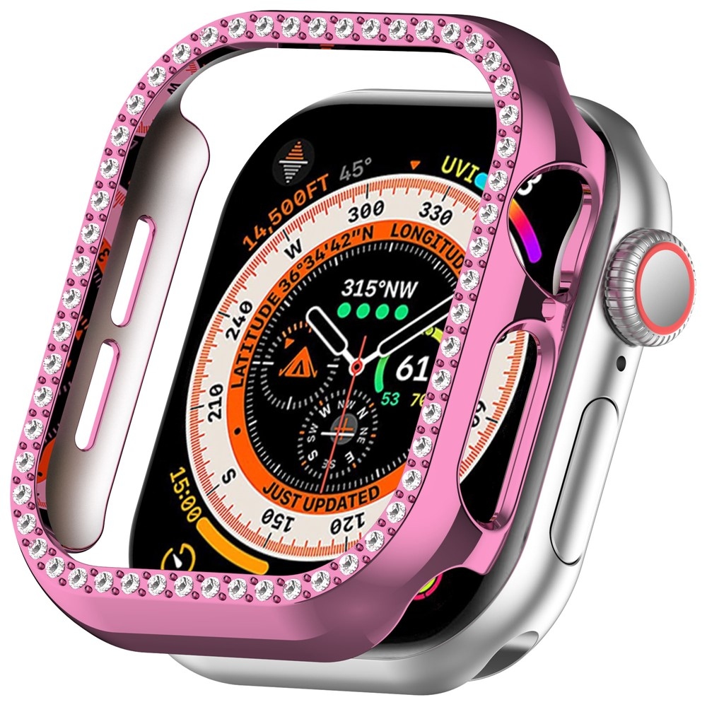 Decory műanyag, rácsatlakoztatható tok strasszokkal az Apple Watch 11/10 42 mm-es modellhez – rózsaszín